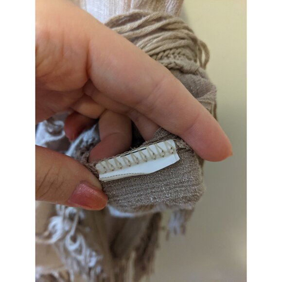 Womens Crochet Tunic Top Vest Brown Fringe Boho Lagenlook Fall Sleeveless Sz L - Picture 8 of 8